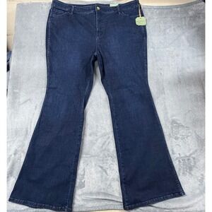 Ryegrass High Waisted Semi Flare Jeans Women Plus Size 22W 44x34 Indigo Blue NEW